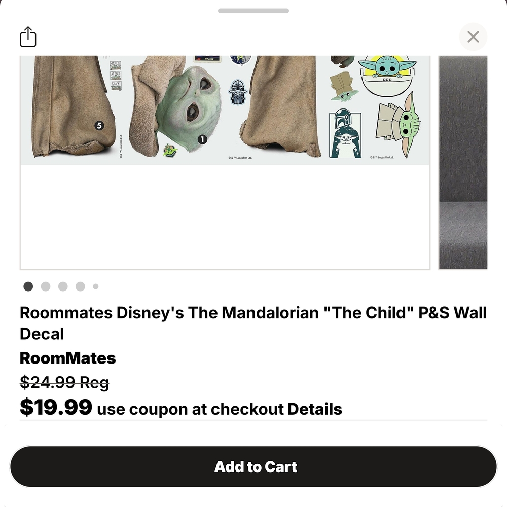 Star Wars Wall Decal - The Mandalorian 'The Child' - Green and Brown
